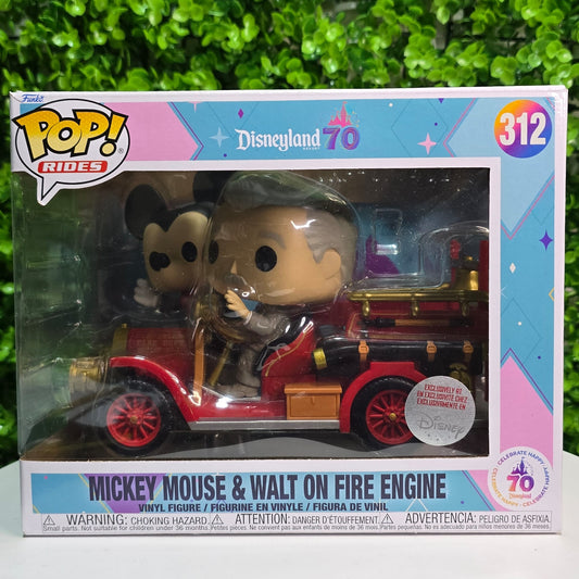 Mickey mouse & Walt of fire engine-  Disney exc. (NEAR-MINT)